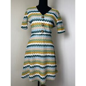 Alya Women's Crochet Lace Color Block Western Cowgirl Boho Lined Short Dress S